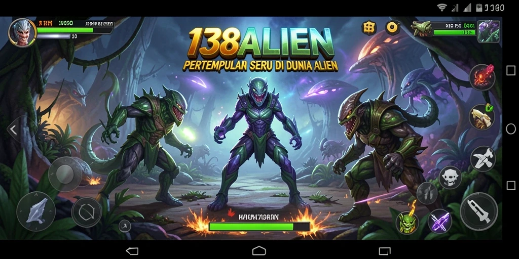 Tangkapan layar menunjukkan pertempuran mendebarkan di luar angkasa dalam 138ALIEN.
