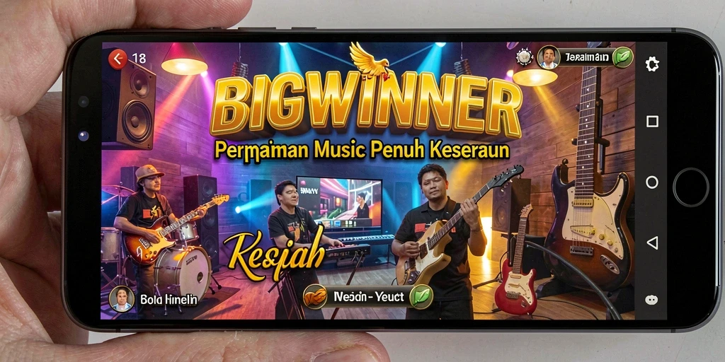Tampilan gameplay seru dari BIGWINNER dengan berbagai pilihan musik.