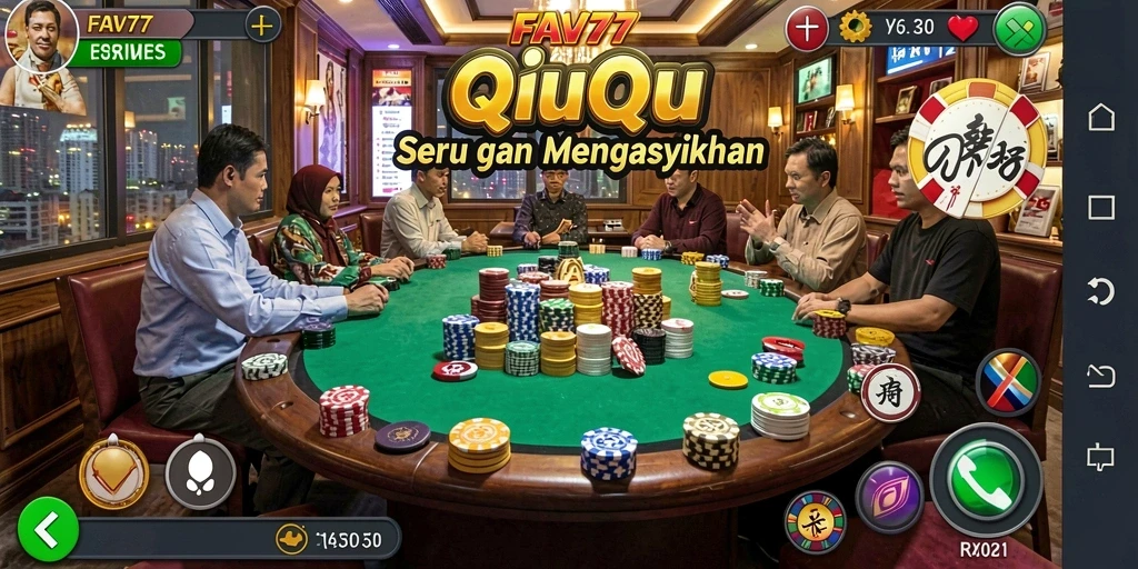 Tampilan gameplay seru dari permainan QiuQiu FAV77.