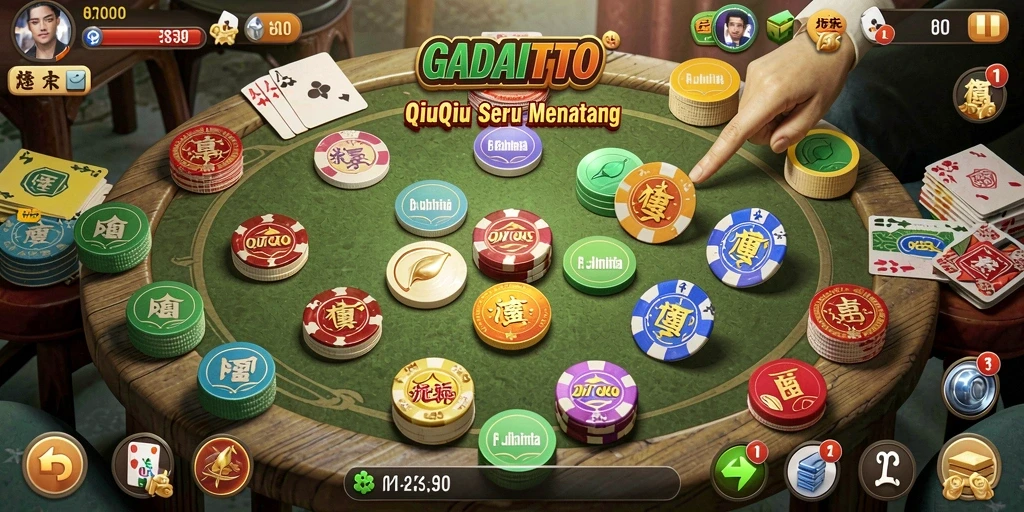 Tampilan menarik dari gameplay QiuQiu di GADAITOTO.
