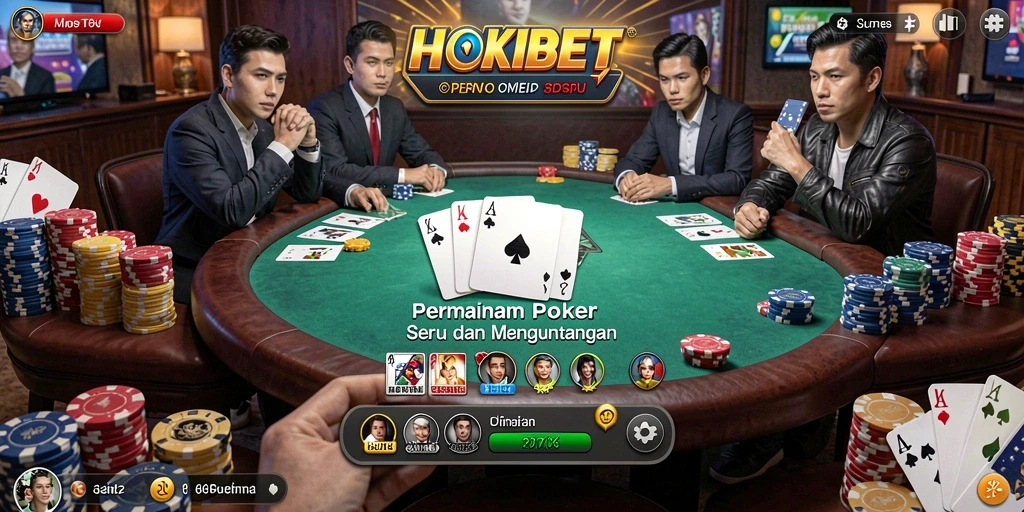 Tampilan gameplay seru di HOKIBET saat bermain Poker.