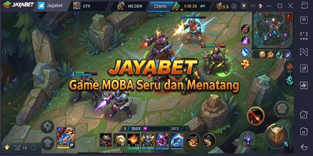 Screenshot gameplay JAYABET dengan aksi seru dan karakter beragam.