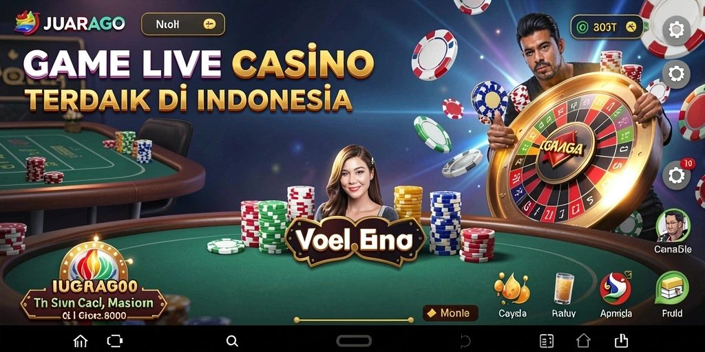 Screenshot gameplay JUARAGO yang menampilkan dealer langsung dan permainan menegangkan.