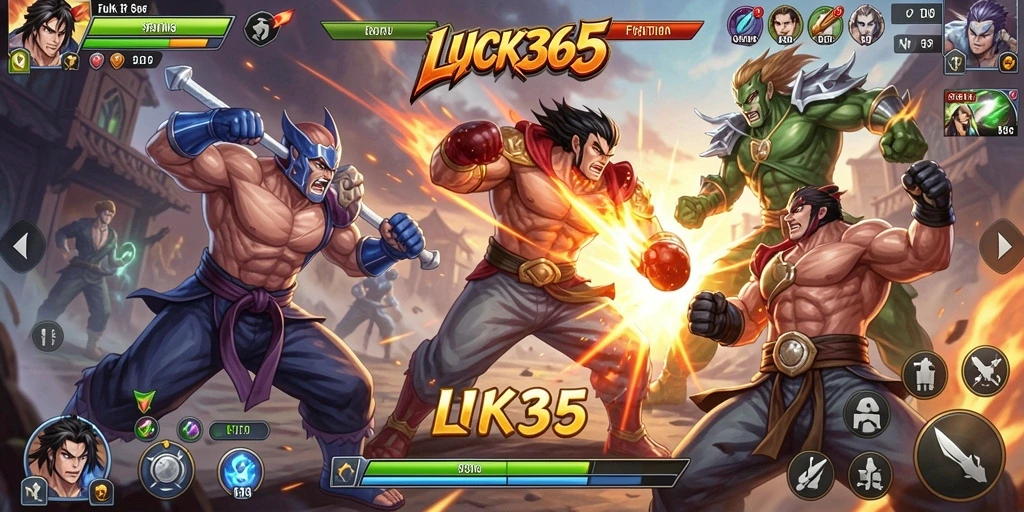 Menampilkan gameplay pertarungan karakter dalam LUCK365 yang mendebarkan.