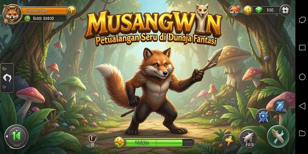 Screenshot gameplay MUSANGWIN menampilkan petualangan epik yang seru.