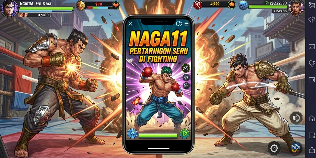 Tampilan screenshot menunjukkan aksi pertarungan seru dalam NAGA11.