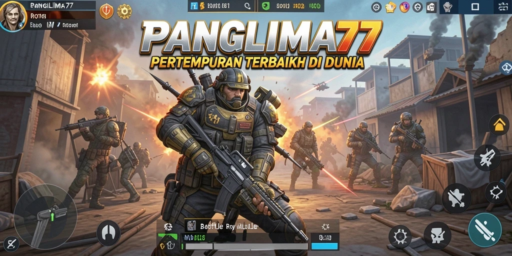Screenshot PANGLIMA77 menampilkan aksi seru di medan perang Battle Royale.