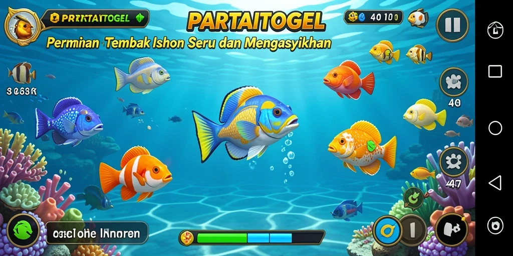 Tampilan gameplay seru POPAITOGEL dengan ikan dan latar belakang menawan.