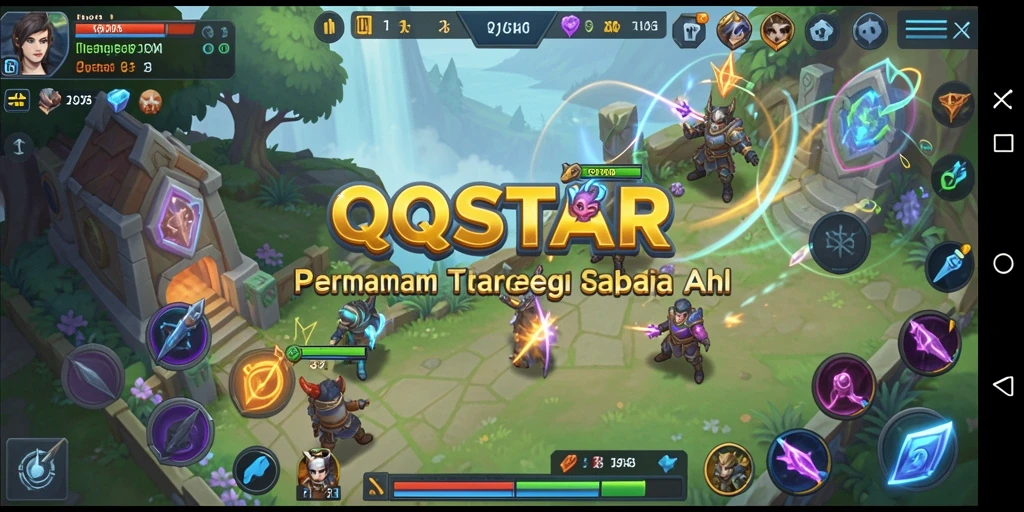 Tampilan menarik dari gameplay strategi QQSTAR yang penuh aksi.